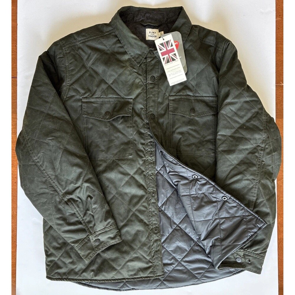 NWT Flint And Tinder Quilted Wax Trucker Jacket, Size XL, Forest Green